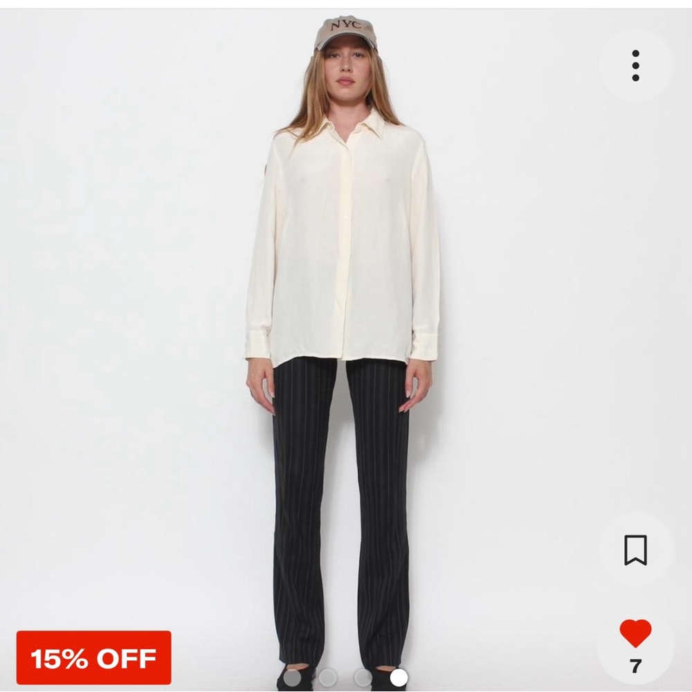 Vintage Cream 100% silk button down